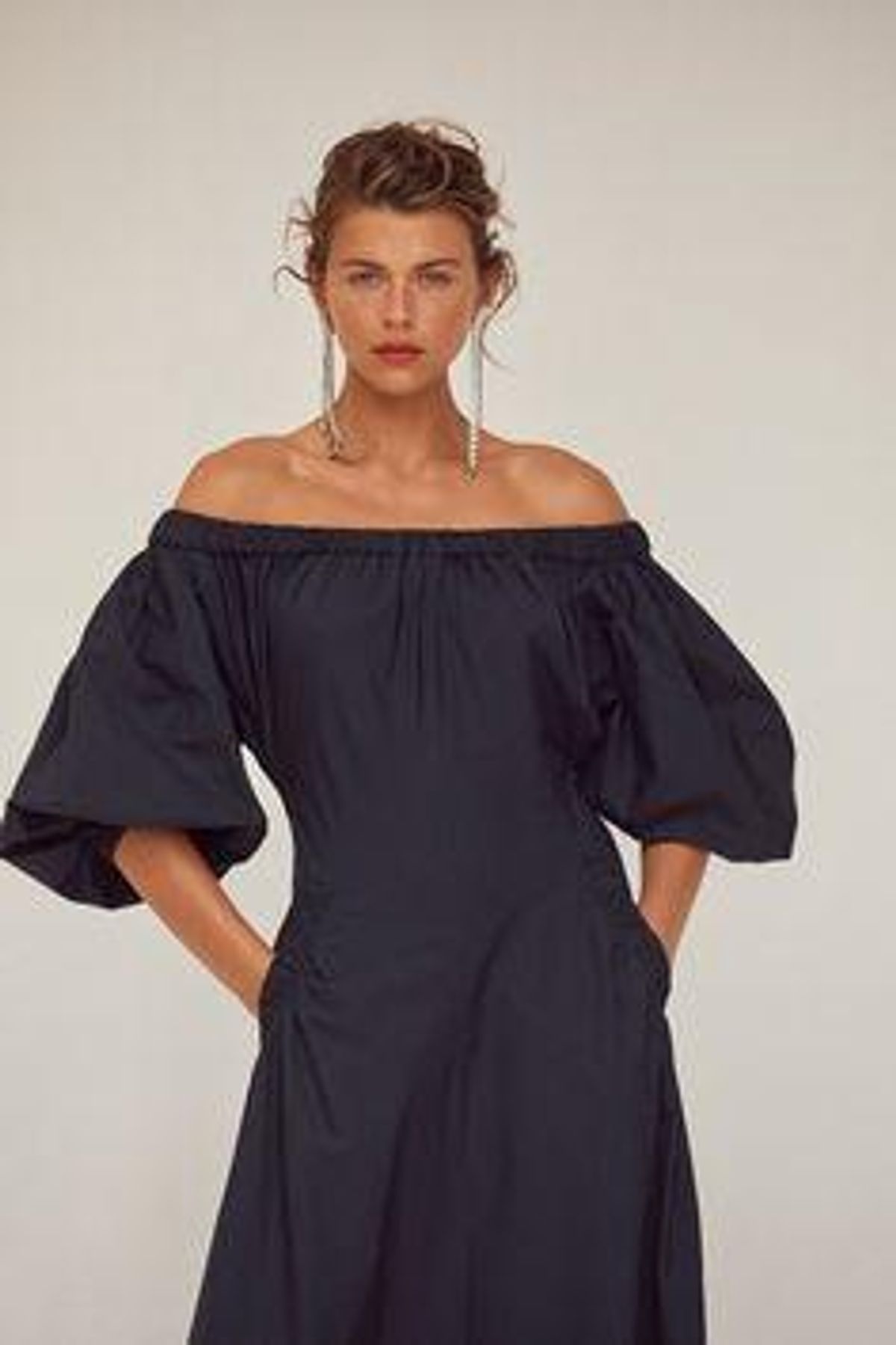 Scanlan Theodore Cotton Gathered Pocket Dress Navy Size 8 - Image 2