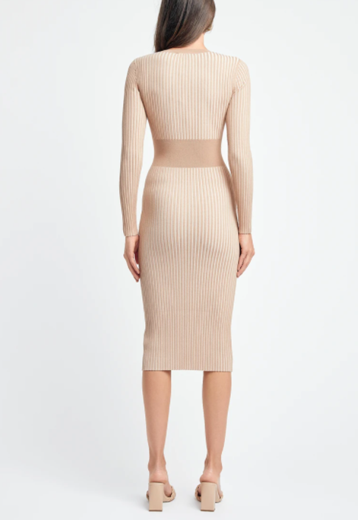 Kookai Sadie Crew Neck Belted Dress Nude Size 10 - Image 3