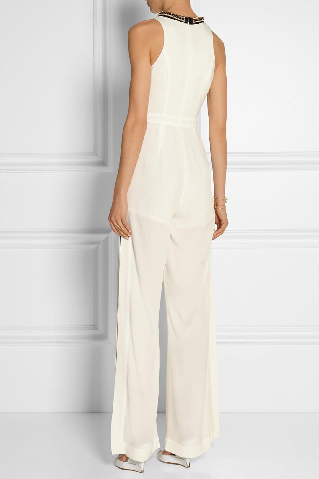 Sass and Bide Embellished Twill and Crepe Jumpsuit White Size 6 for rent on The Volte - main image