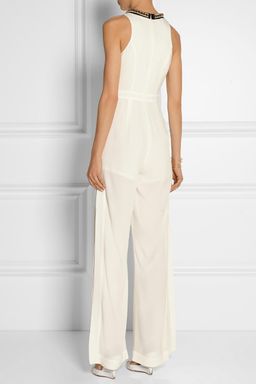 Sass and Bide Embellished Twill and Crepe Jumpsuit White Size 6 for rent on The Volte - image 3