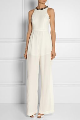 Sass and Bide Embellished Twill and Crepe Jumpsuit White Size 6 for rent on The Volte - image 1