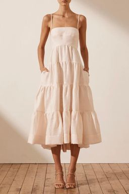 Shona Joy Elsa Tiered Midi Dress White NOT AVAILABLE for rent on The Volte - image 1