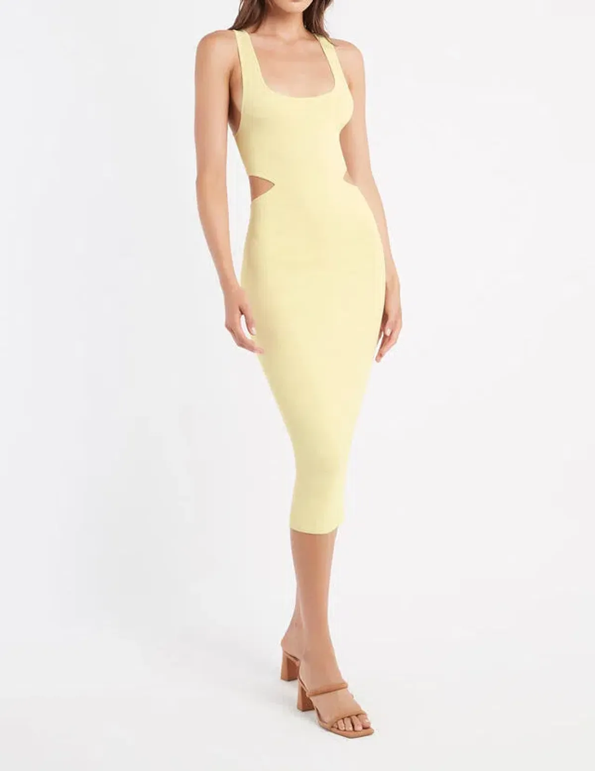 Kookai Malone Cut Out Midi Dress Yellow Size 12 for rent on The Volte - main image