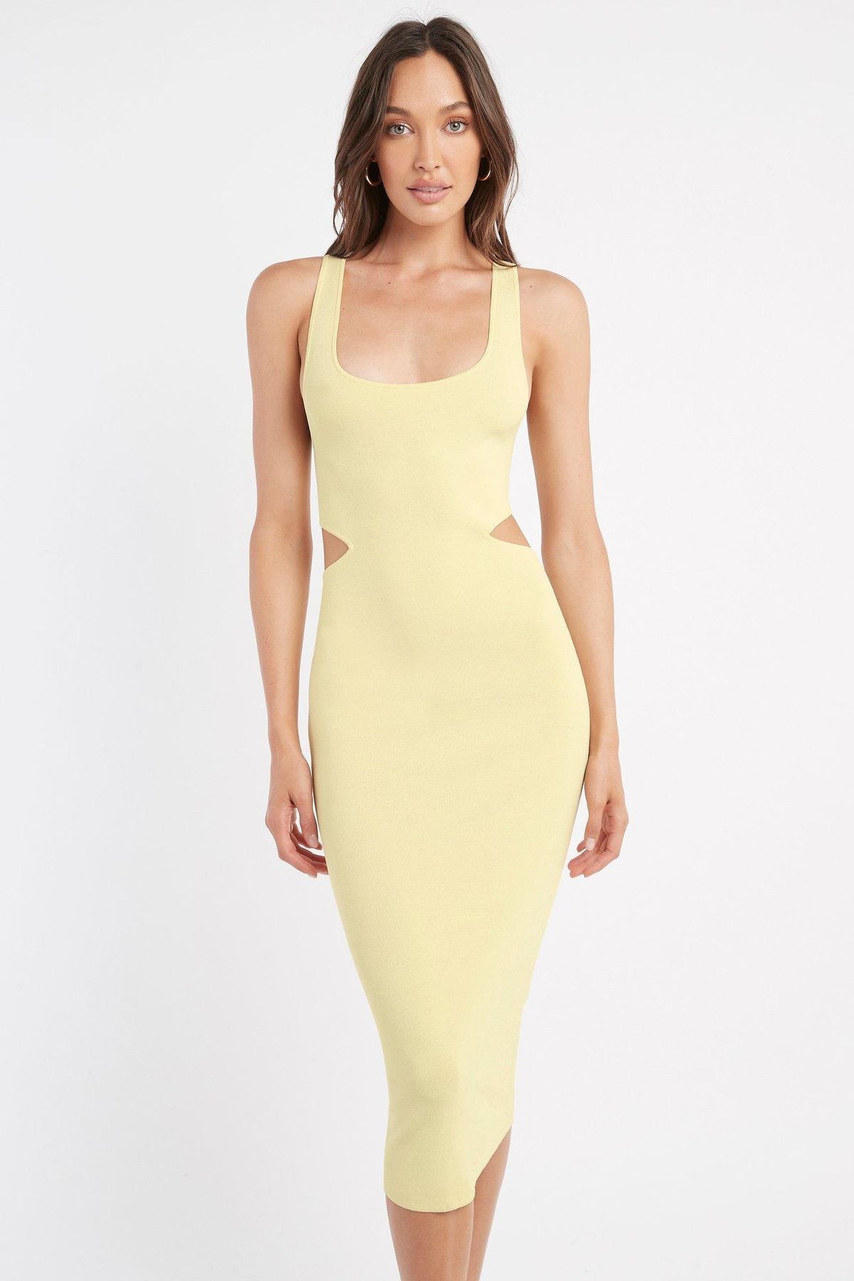 Kookai Malone Cut Out Midi Dress Yellow Size 12 - Image 2