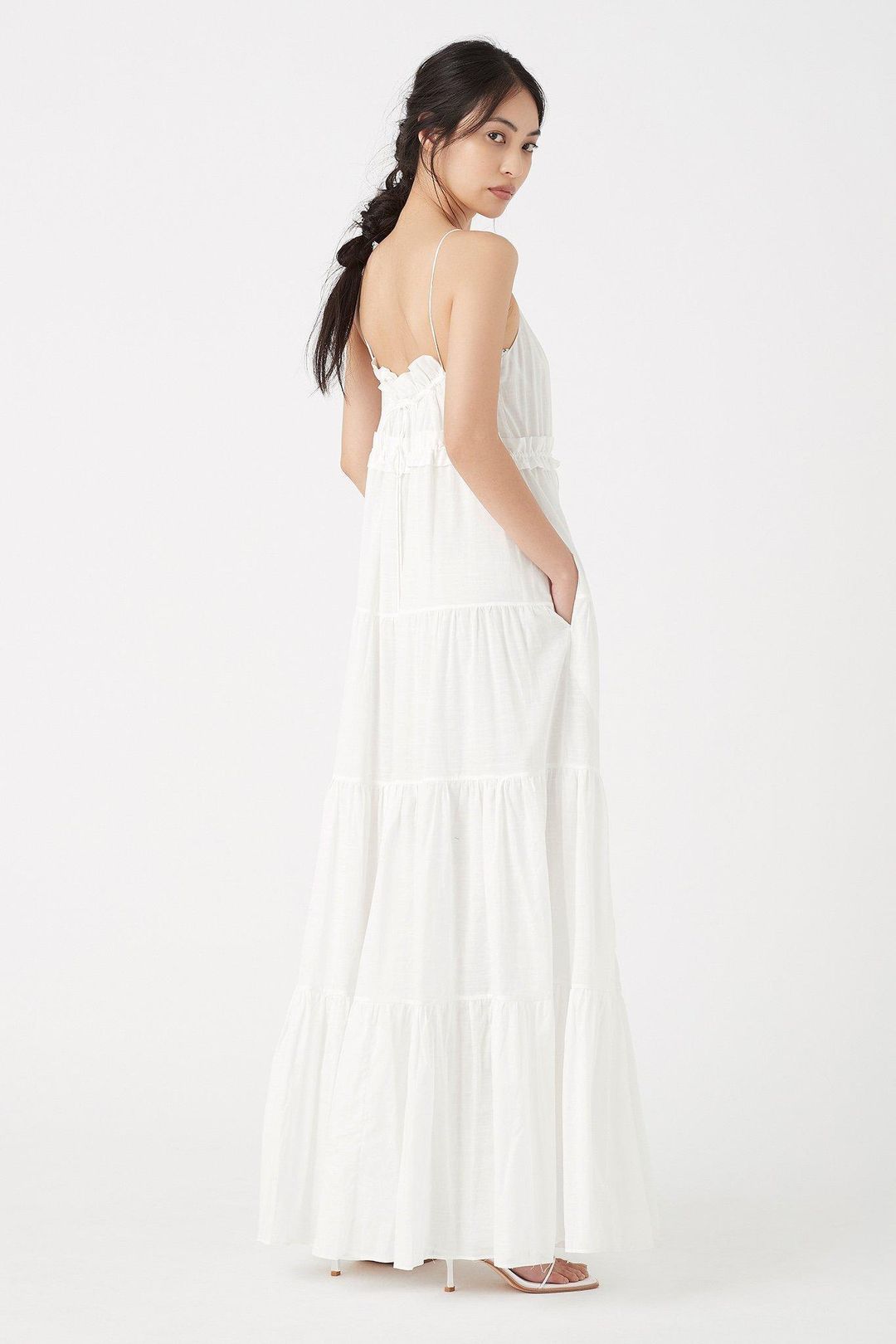 Aje Banksia Tiered Maxi Dress White Size 6 for rent on The Volte - main image