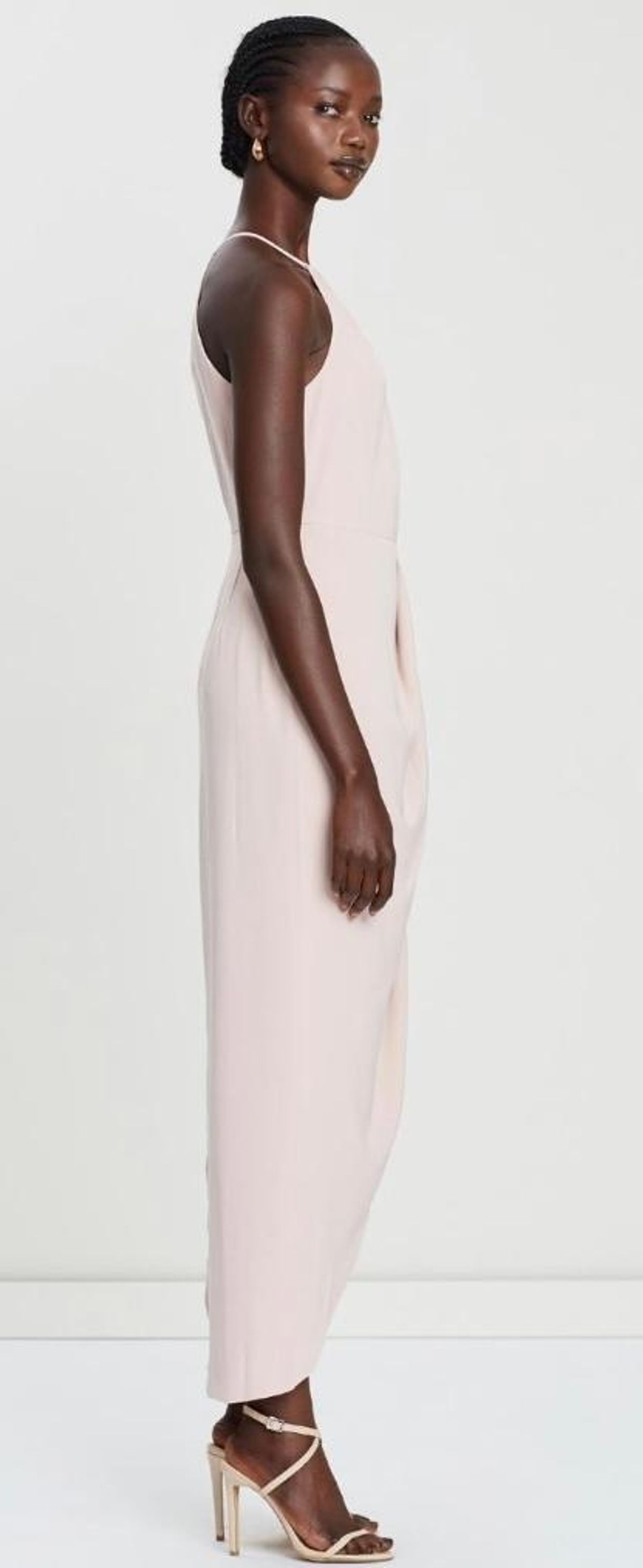 Shona Joy High Neck Ruched Midi Dress Pink Size 6 - Image 2
