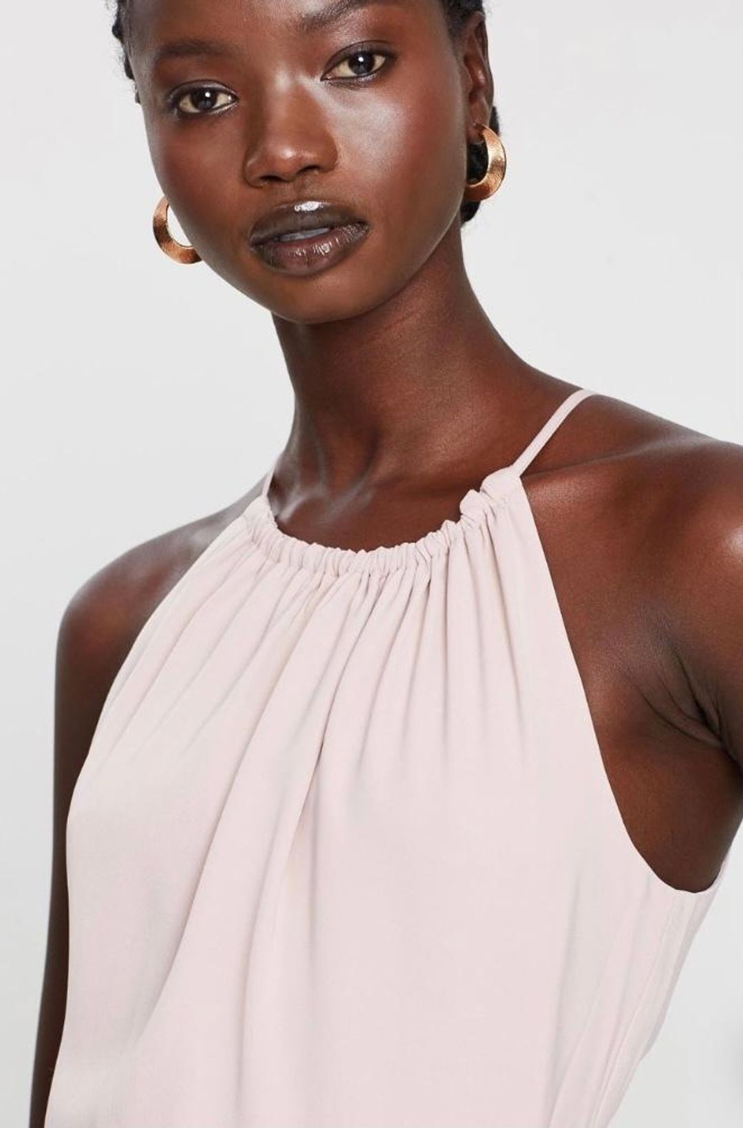 Shona Joy High Neck Ruched Midi Dress Pink Size 6 for rent on The Volte - main image