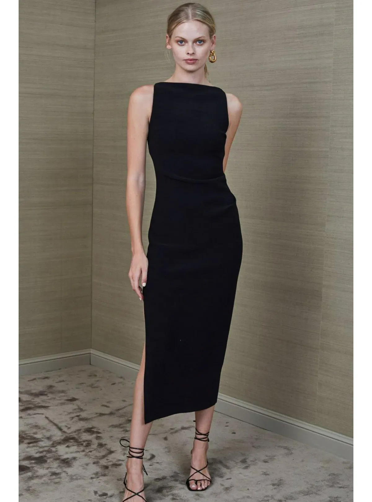 Bec & Bridge Arlette Tuck Midi Dress Black Size AU 6 - Image 1