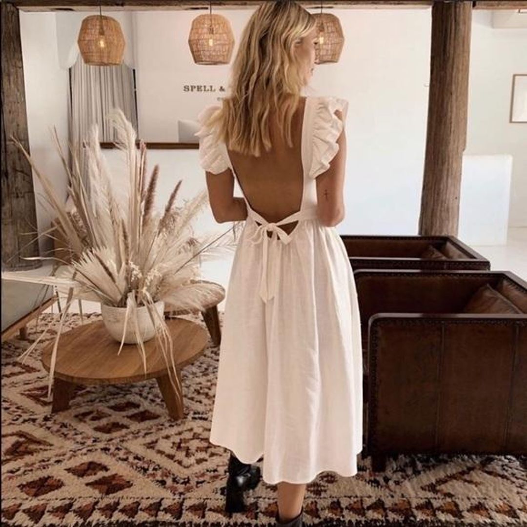 Spell Darling Frill Sleeve Dress White Size 12 for rent on The Volte - main image