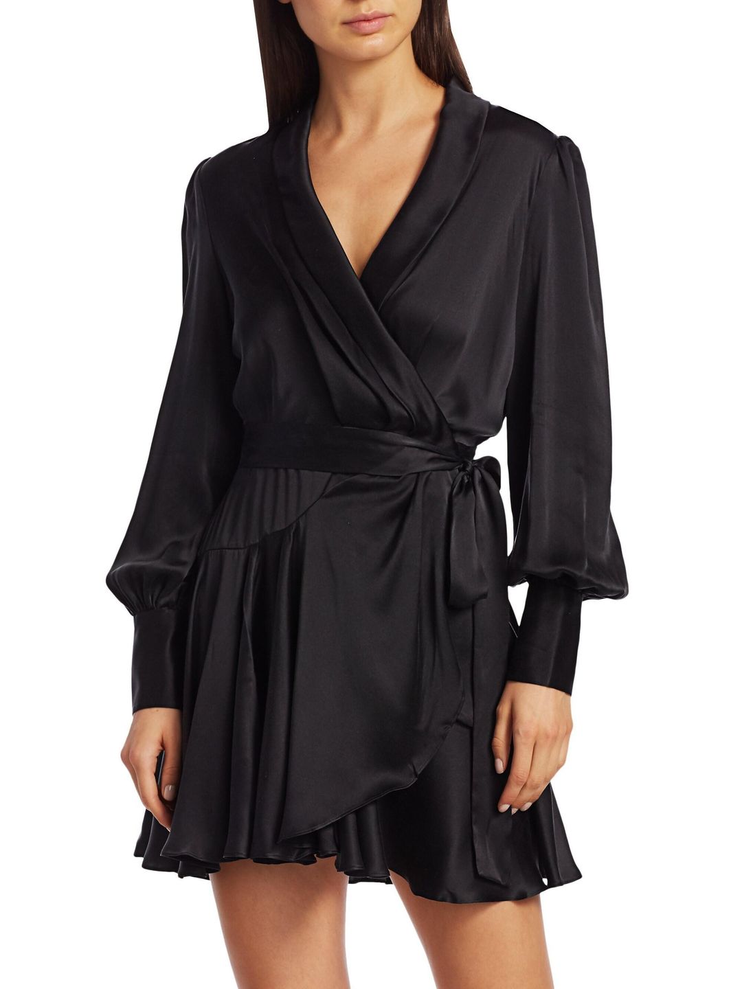 Zimmermann Silk Wrap Mini Dress Black Size 14 for rent on The Volte - main image