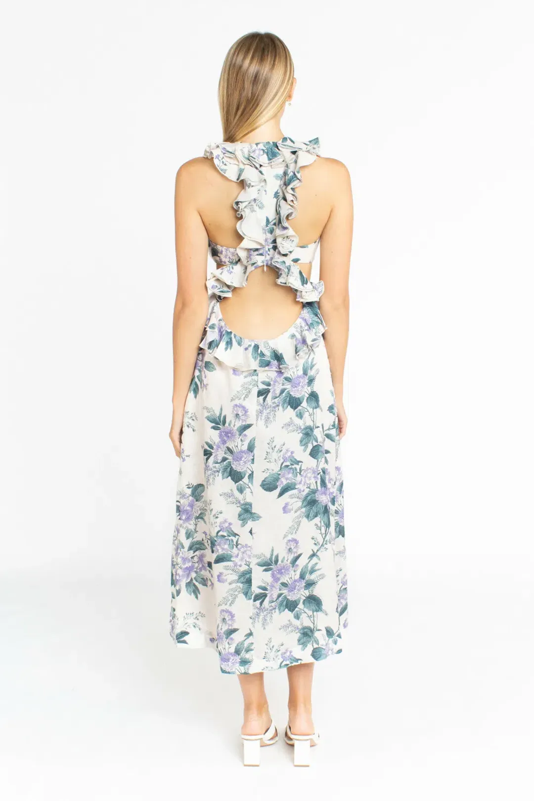 Zimmermann Cassia Ruffle Midi Dress Print 6 for rent on The Volte - main image