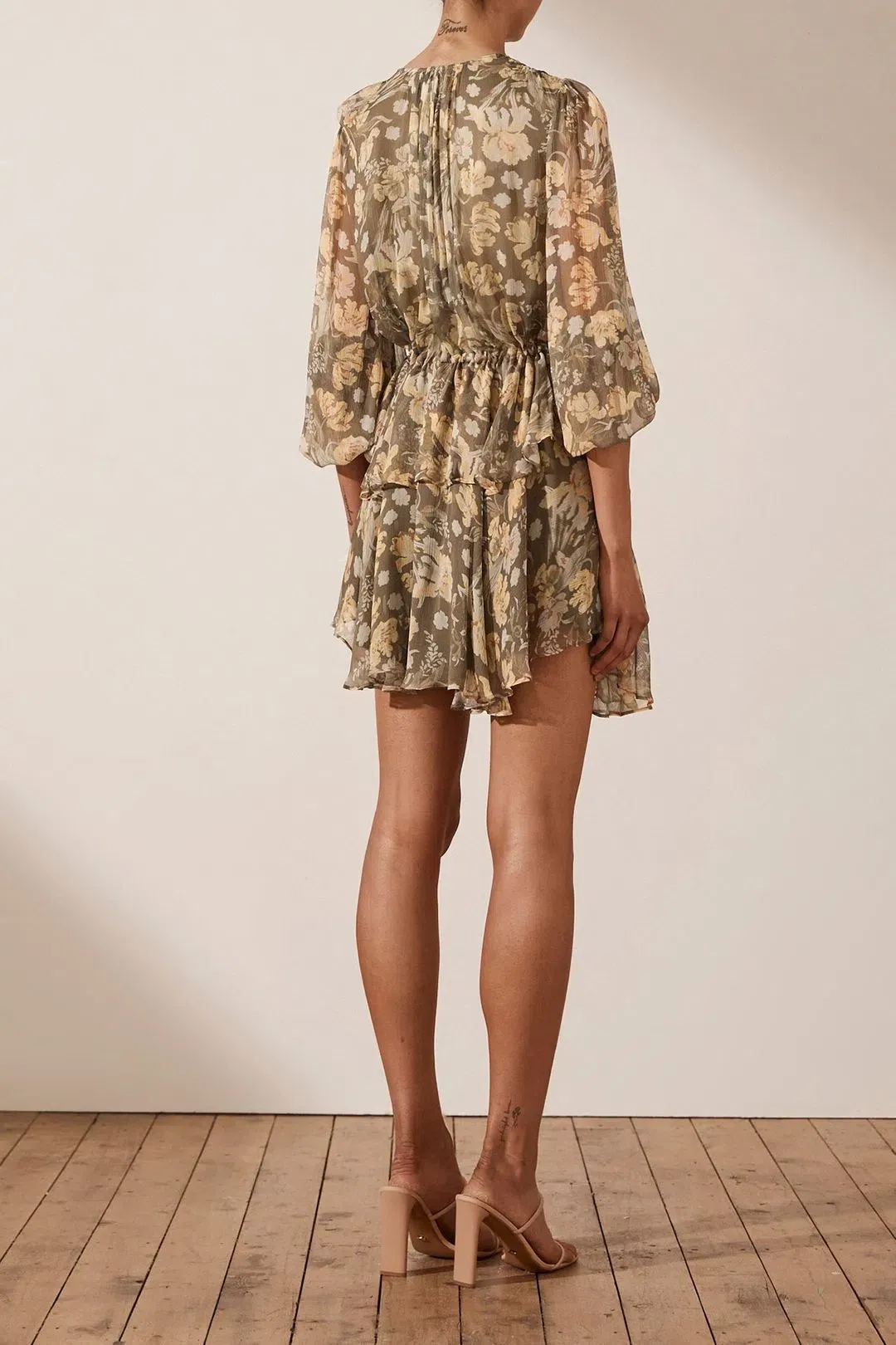 Shona Joy Jolie Balloon Sleeve Mini Dress Print Size 14 for rent on The Volte - main image