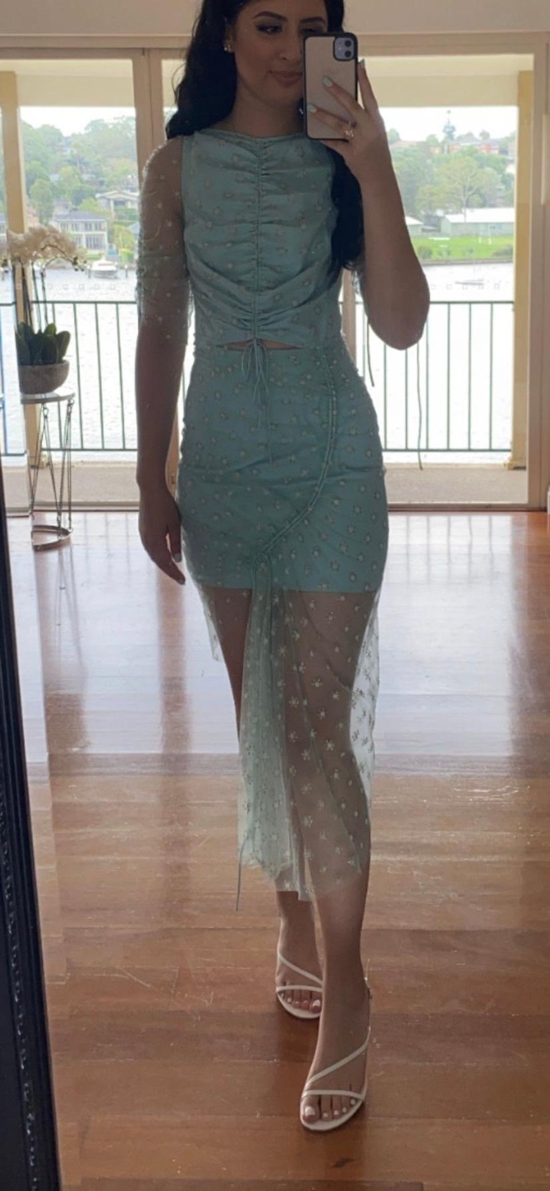 Alice McCall Peppermint Stardust Midi Dress Blue Size 8 for rent on The Volte - main image
