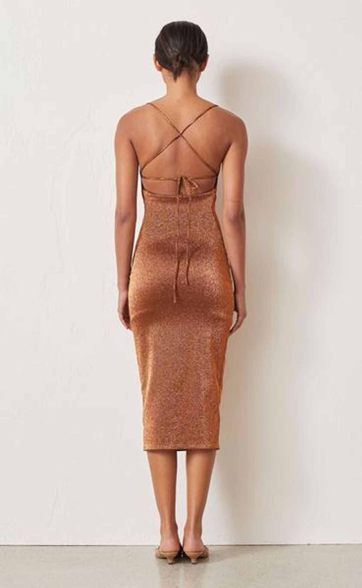 Bec & Bridge Bronze Baby Midi Dress Brown Size 6 - Image 3