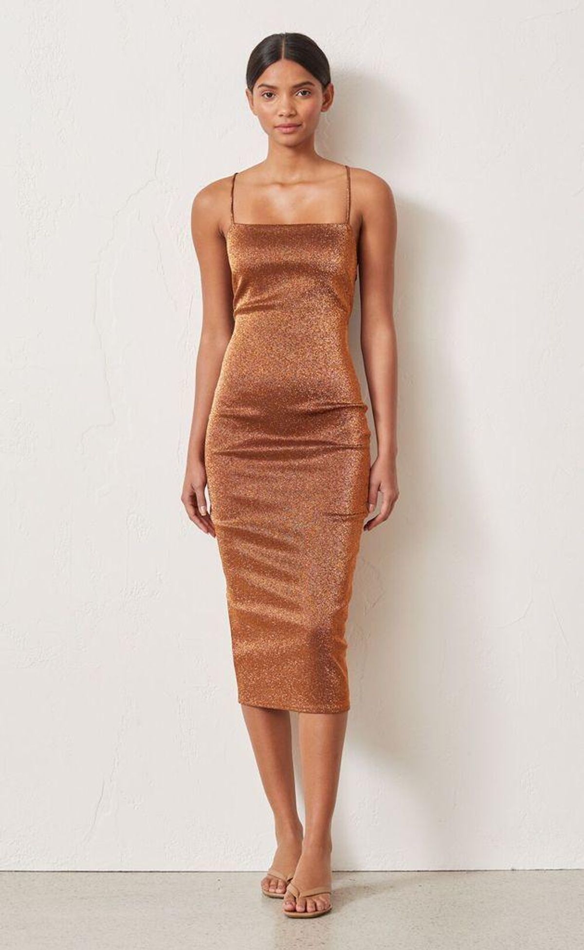 Bec & Bridge Bronze Baby Midi Dress Brown Size 6 - Image 1