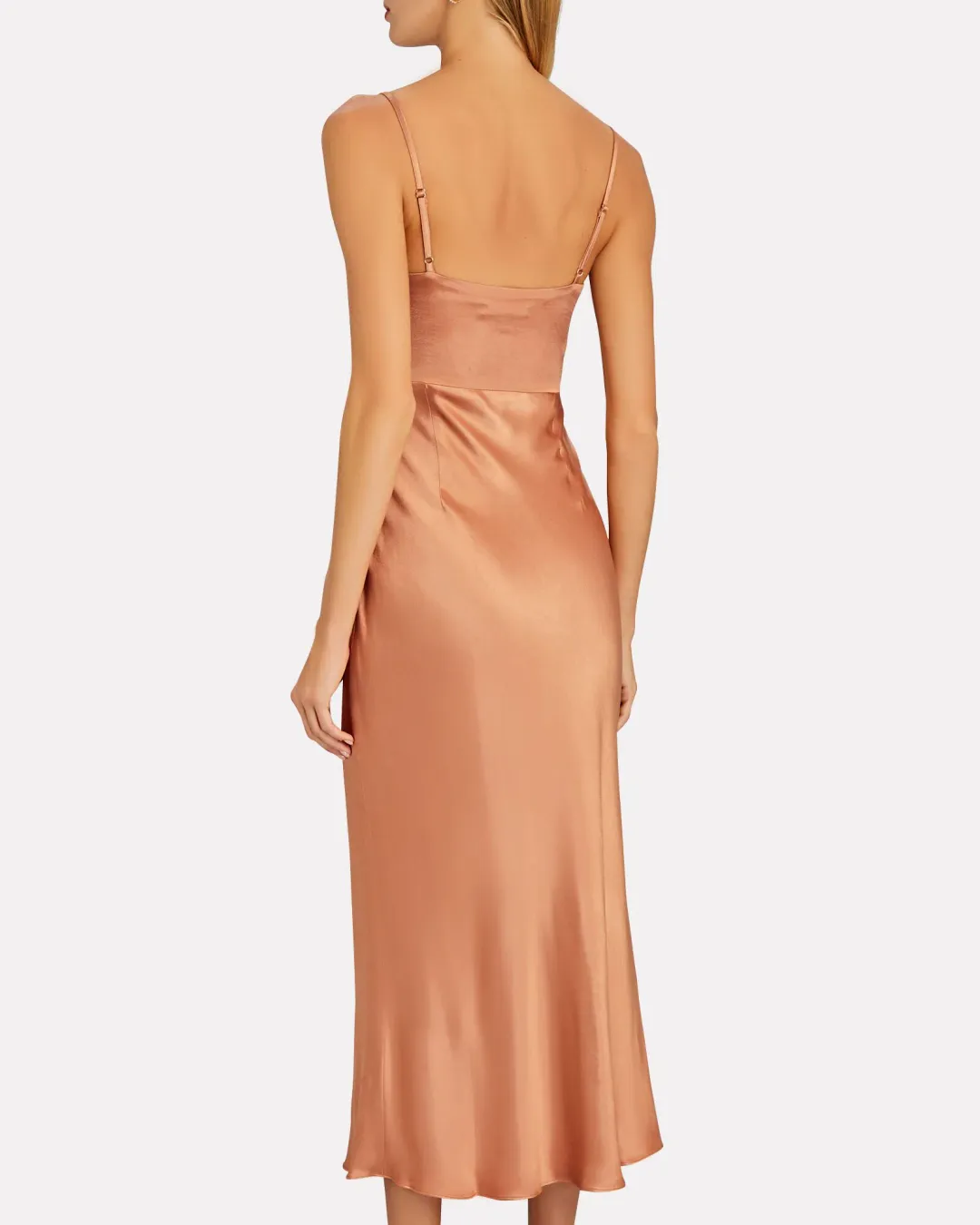 Shona Joy Eloise Lace Up Midi Dress Caramel Brown Size AU 6 for rent on The Volte - main image