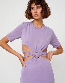Suboo Asha Lurex Cut Out Midi Dress Purple Size 6 for rent on The Volte - image 2