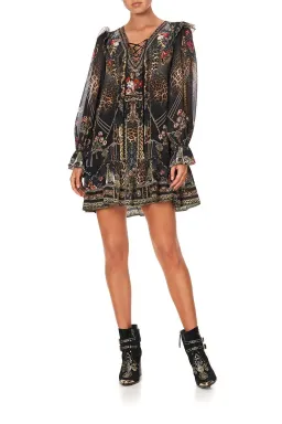 Camilla Gothic Goddess Ruffle Lace Up Dress Print Size XL for rent on The Volte - image 1