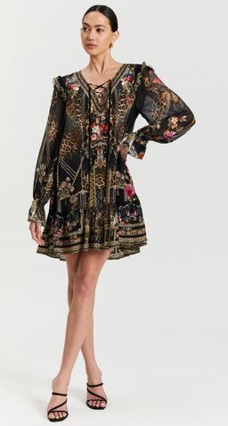 Camilla Gothic Goddess Ruffle Lace Up Dress Print Size XL for rent on The Volte - image 4