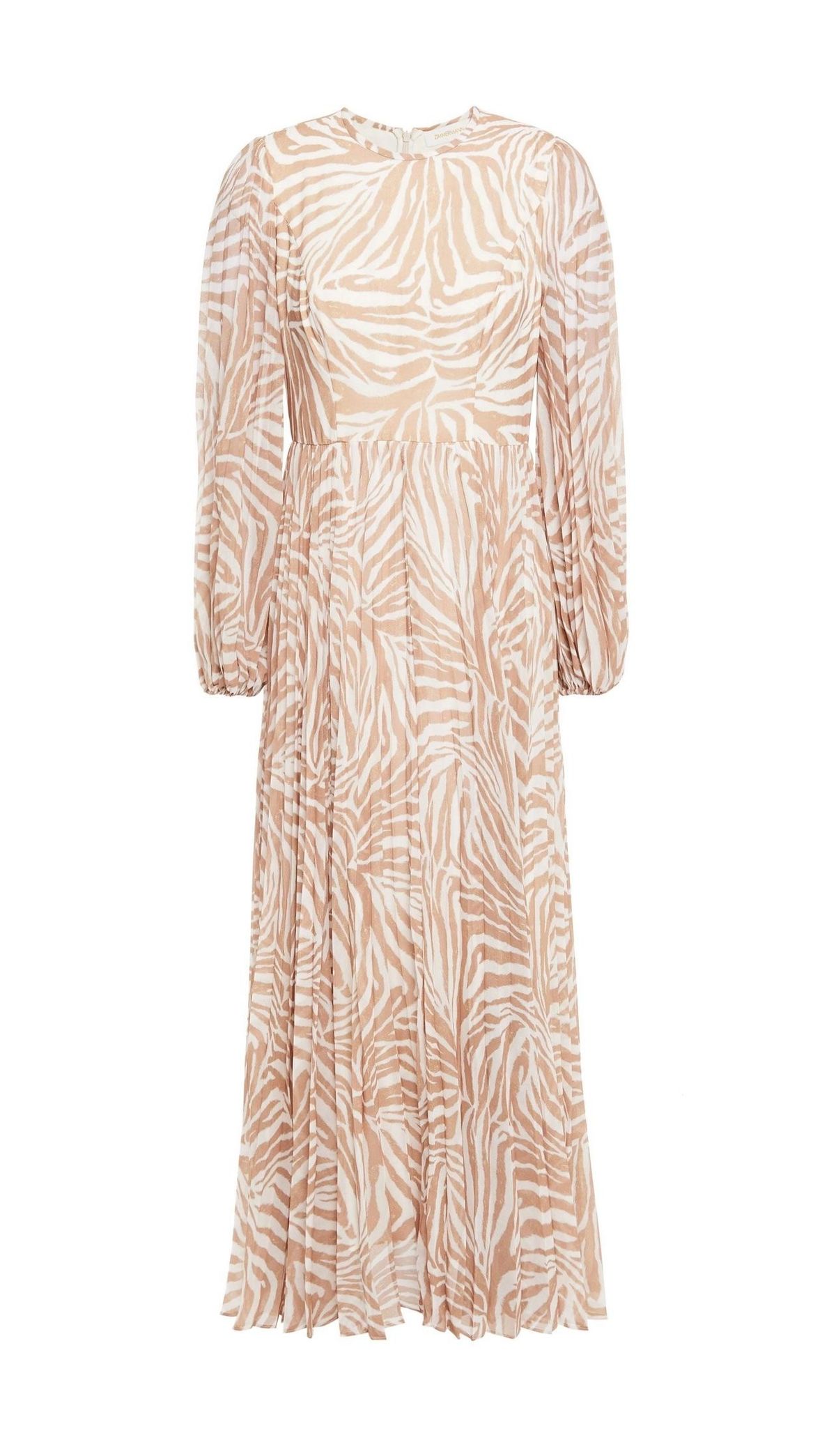 Zimmermann Sunray Long Sleeve Midi Dress Sand/Zebra Print Size 8 - Image 3