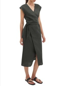 Saba Jasmine Linen Wrap Dress Green Size 6 for rent on The Volte - image 1