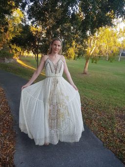 Camilla The Queens Chamber Lace Up Front Panel Dress Print Size 6 for rent on The Volte - image 6
