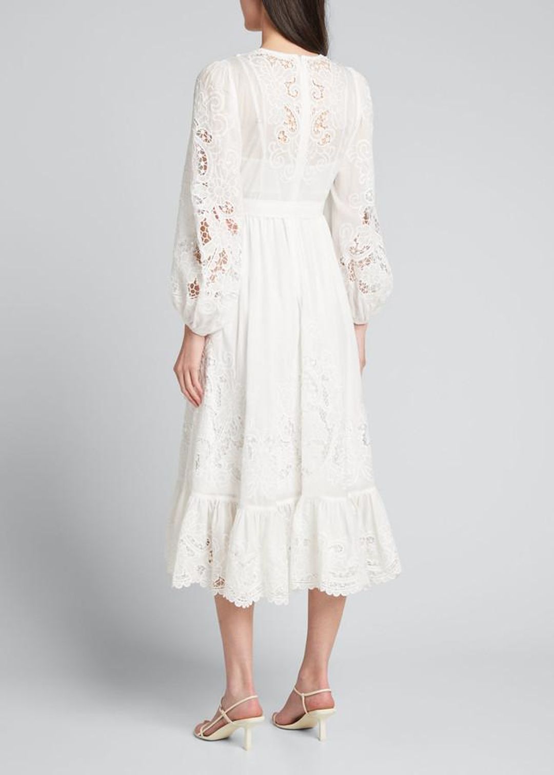 Zimmermann Lulu Scallop Midi Dress Ivory Size 8 for rent on The Volte - main image