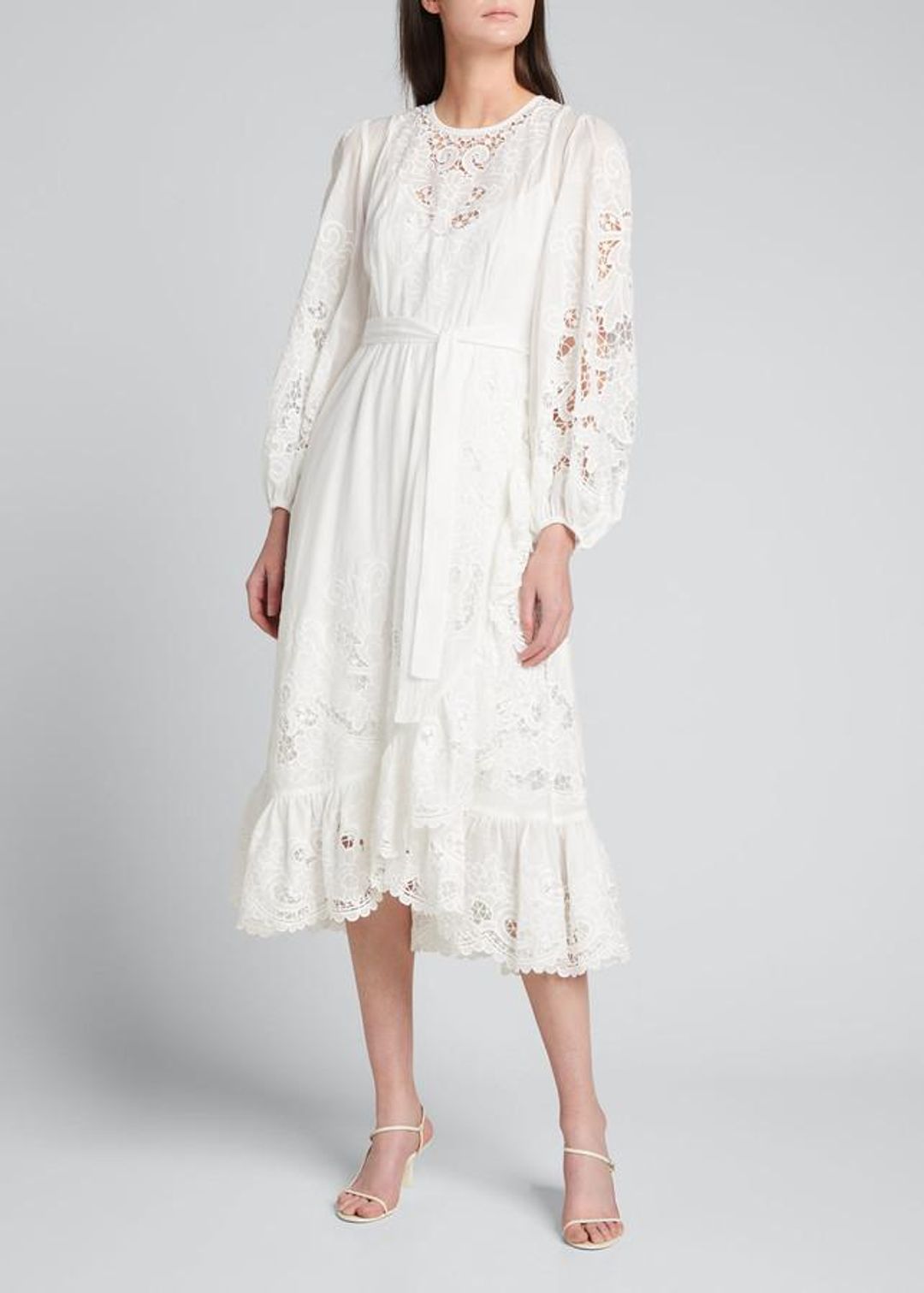 Zimmermann Lulu Scallop Midi Dress Ivory Size 8 for rent on The Volte - main image