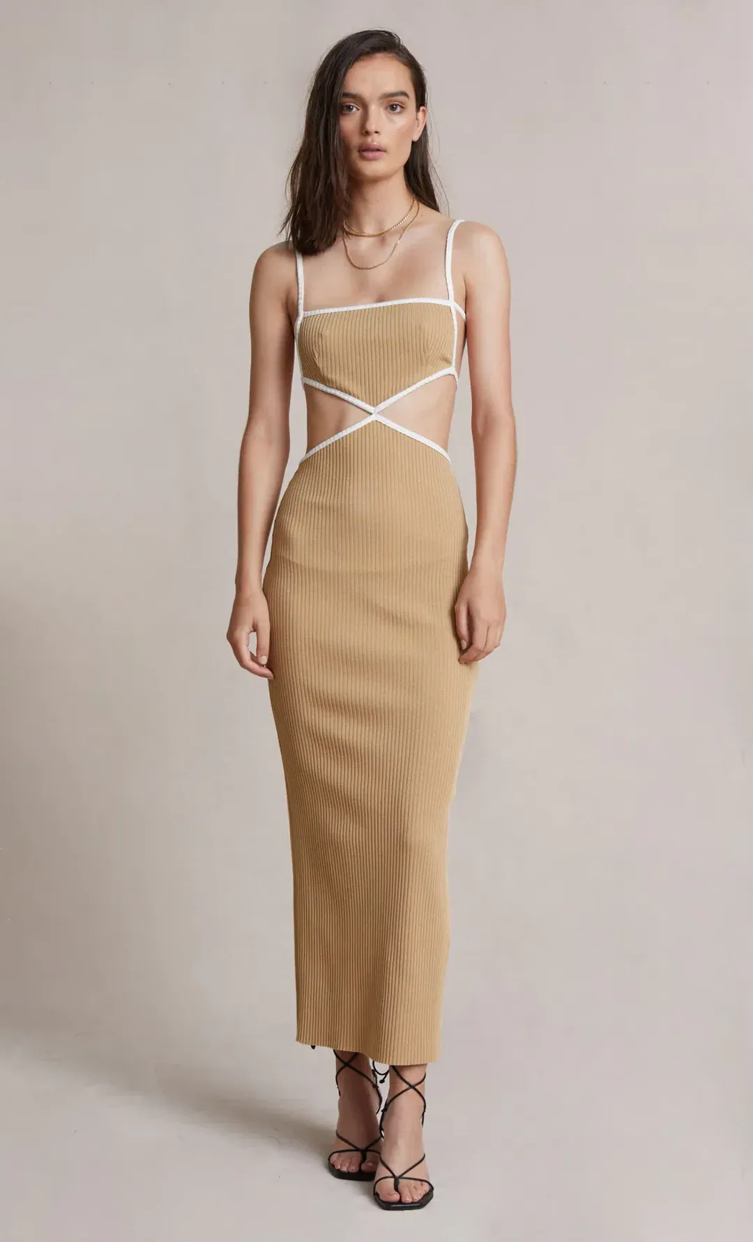 Bec and Bridge Coyote Midi Dress Camel Size 10 for rent on The Volte - main image