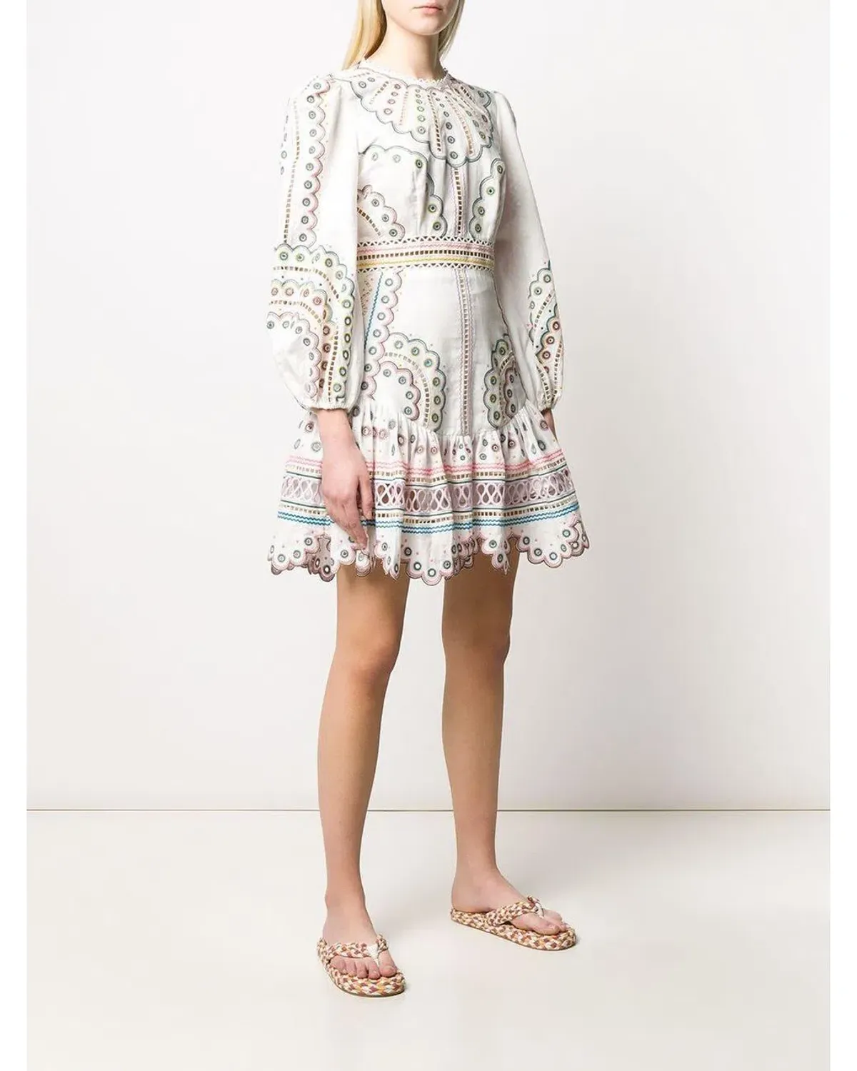Zimmermann Peggy Embroidered Dress White Emroidered Size 12 - Image 1