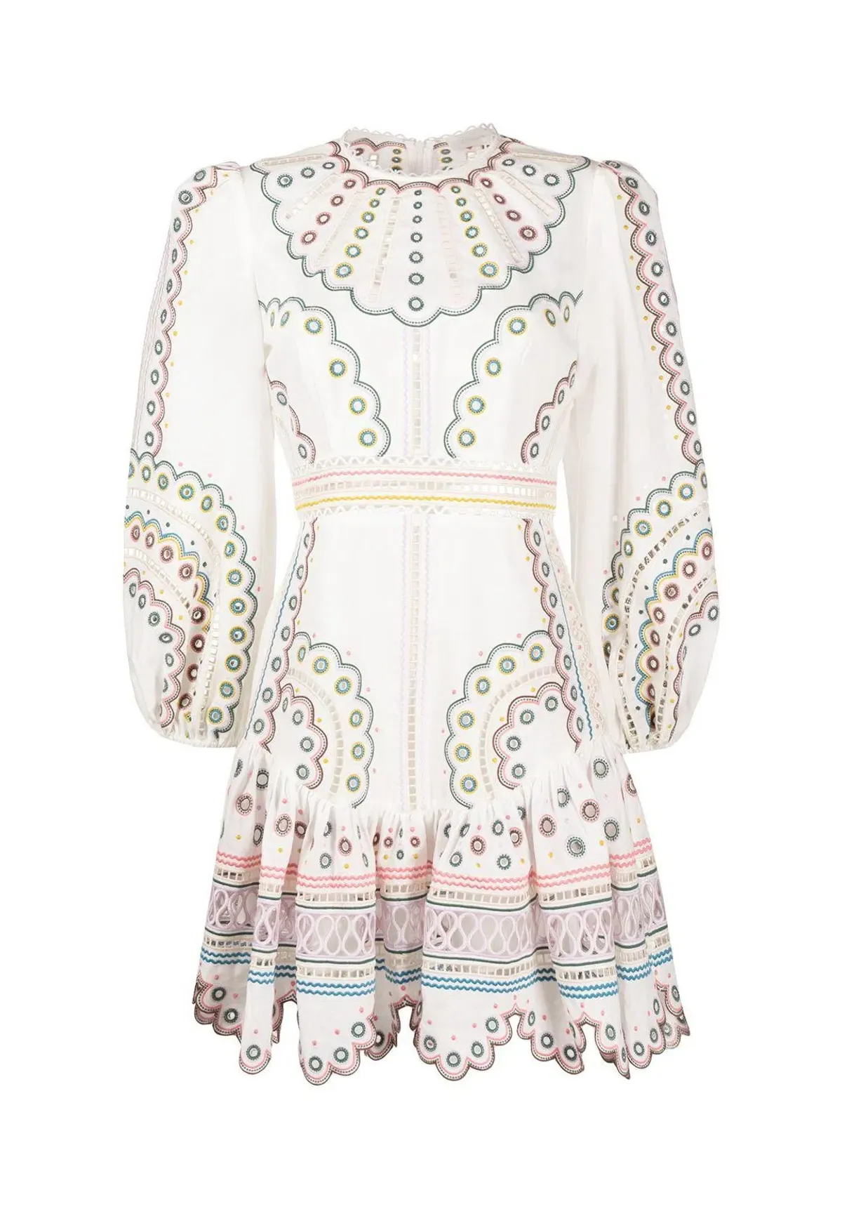 Zimmermann Peggy Embroidered Dress White Emroidered Size 12 - Image 3