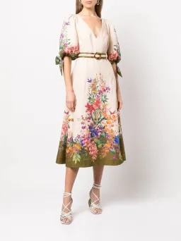 Zimmermann Tropicana Tie Sleeve Midi Dress Size 12 for rent on The Volte - image 1