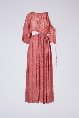 Scanlan Theodore GGT Paisley Drawcord Dress Pink Size 8 for rent on The Volte - image 4