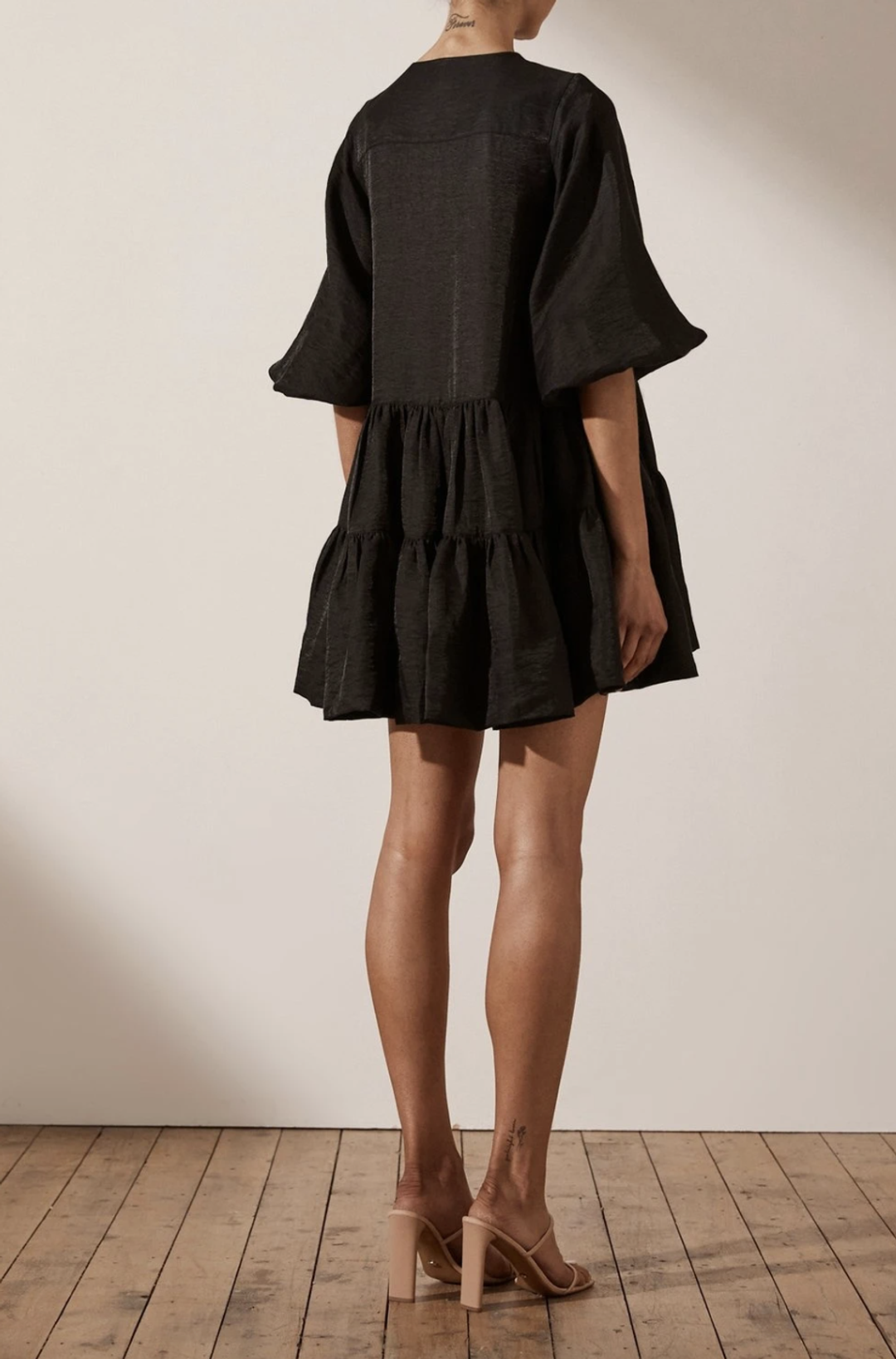 SHONA JOY Margaux Tuxedo Shirt Black Dress for rent on The Volte - main image