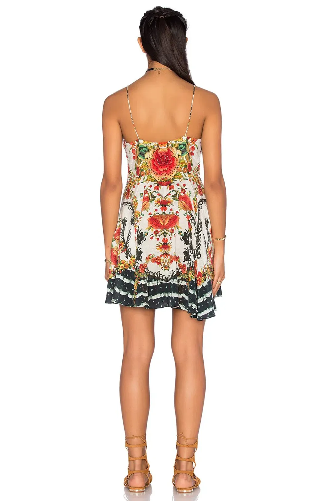 Camilla La Rosa Short Dress with Tie Front Print Size 12 for rent on The Volte - main image