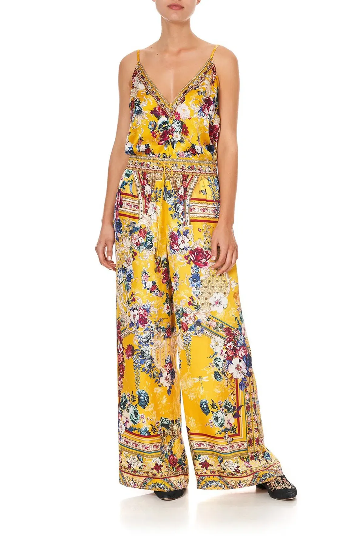 Camilla Crowned Roses Straight Leg Pants Size AU 10 for rent on The Volte - main image