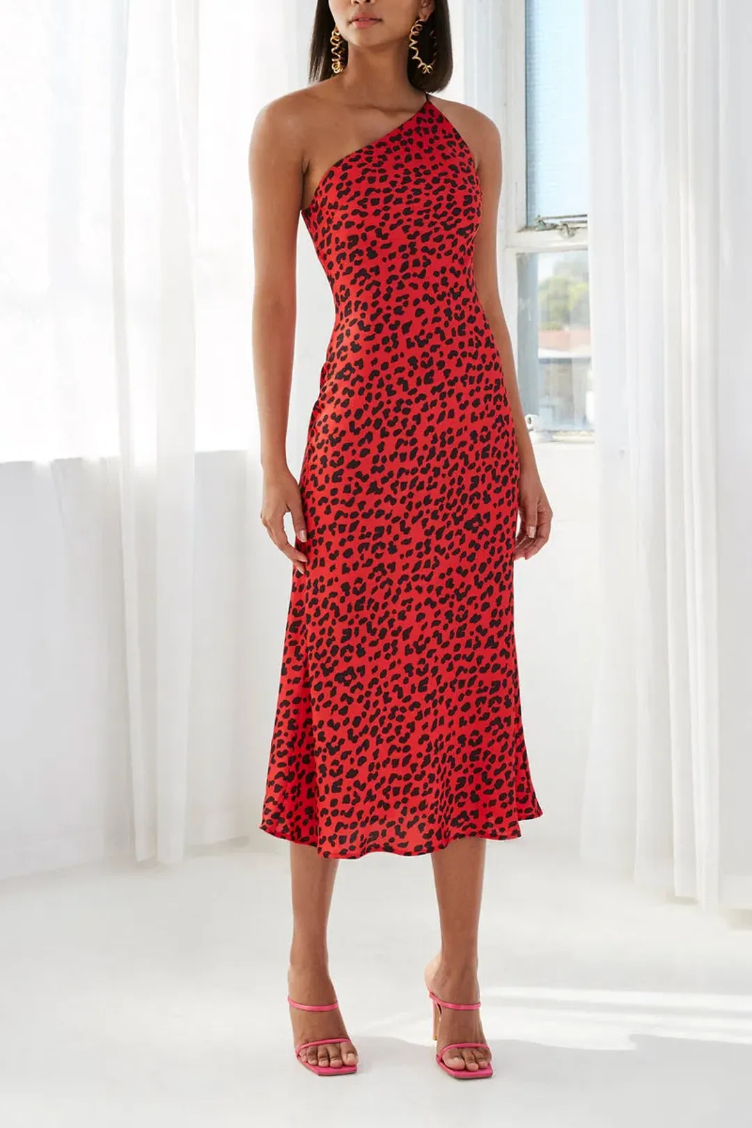 By Johnny Ruby Leopard Asymmetric Bias Dress Print Size 6 for rent on The Volte - main image