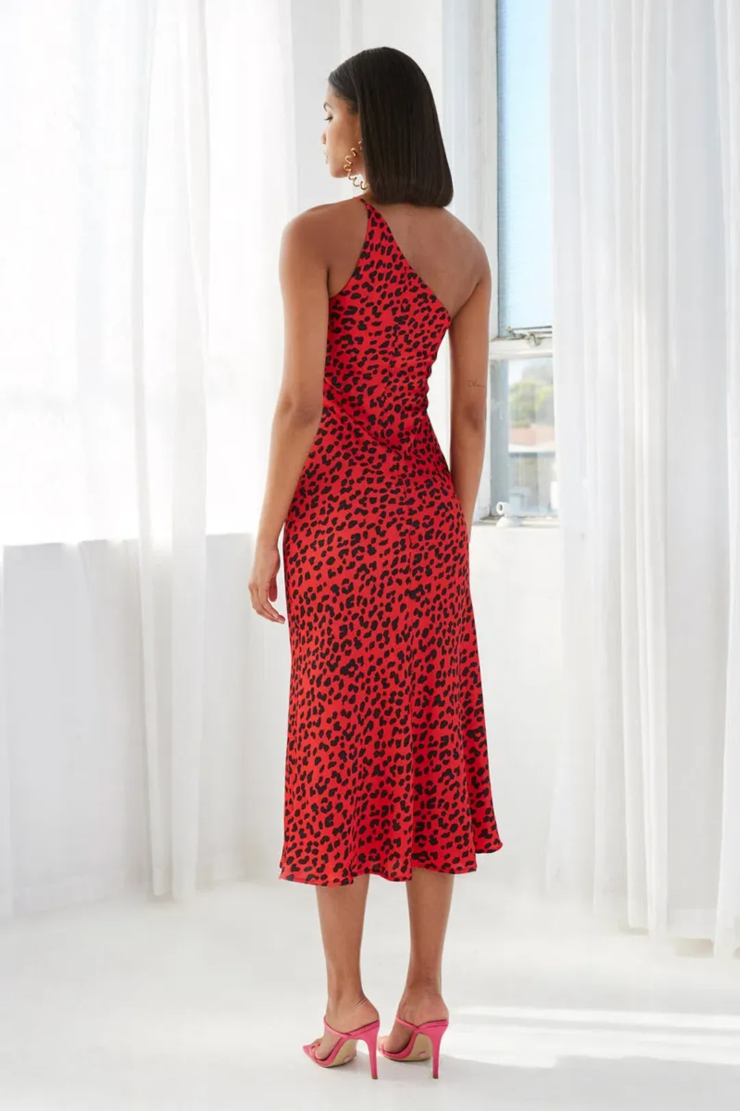 By Johnny Ruby Leopard Asymmetric Bias Dress Print Size 6 for rent on The Volte - main image