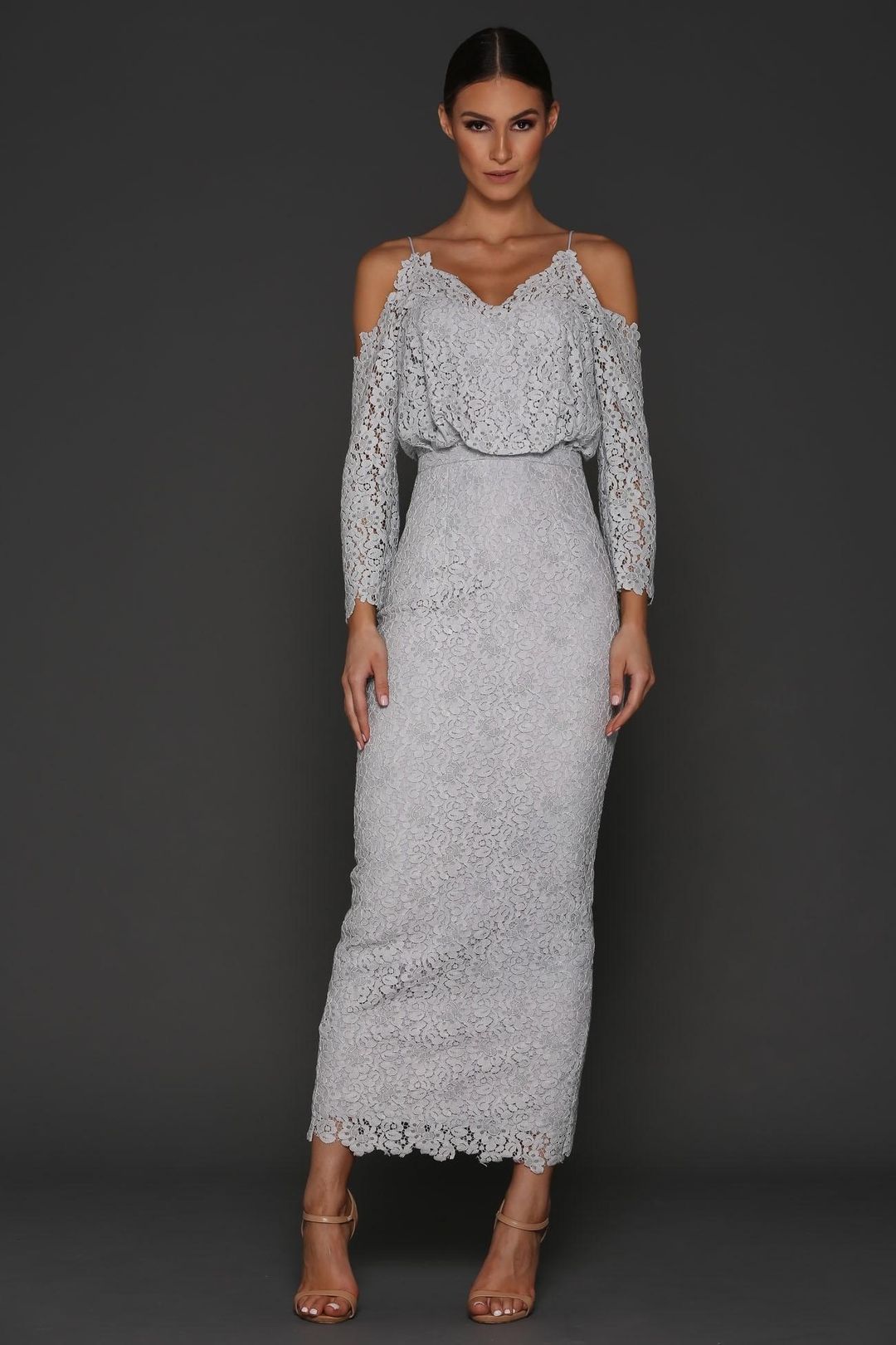 Elle Zeitoune Kendra Dress Gray Size 6 for rent on The Volte - main image