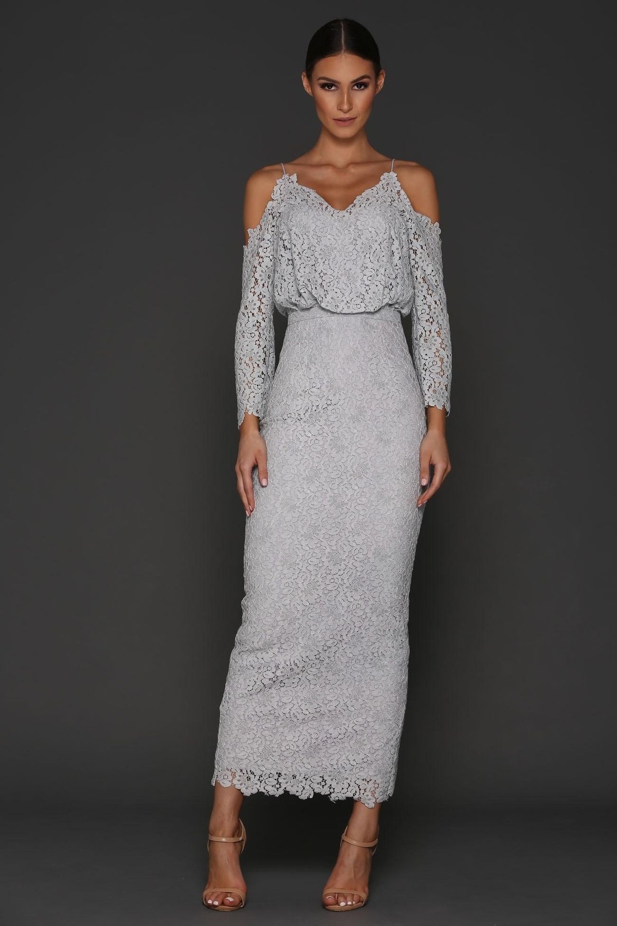 Elle Zeitoune Kendra Dress Gray Size 6 for rent on The Volte - main image