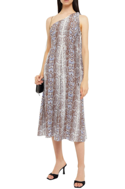 Zimmermann One Shoulder Snake Print Silk Crepe De Chine Midi Dress Print Size 6 for rent on The Volte - image 5