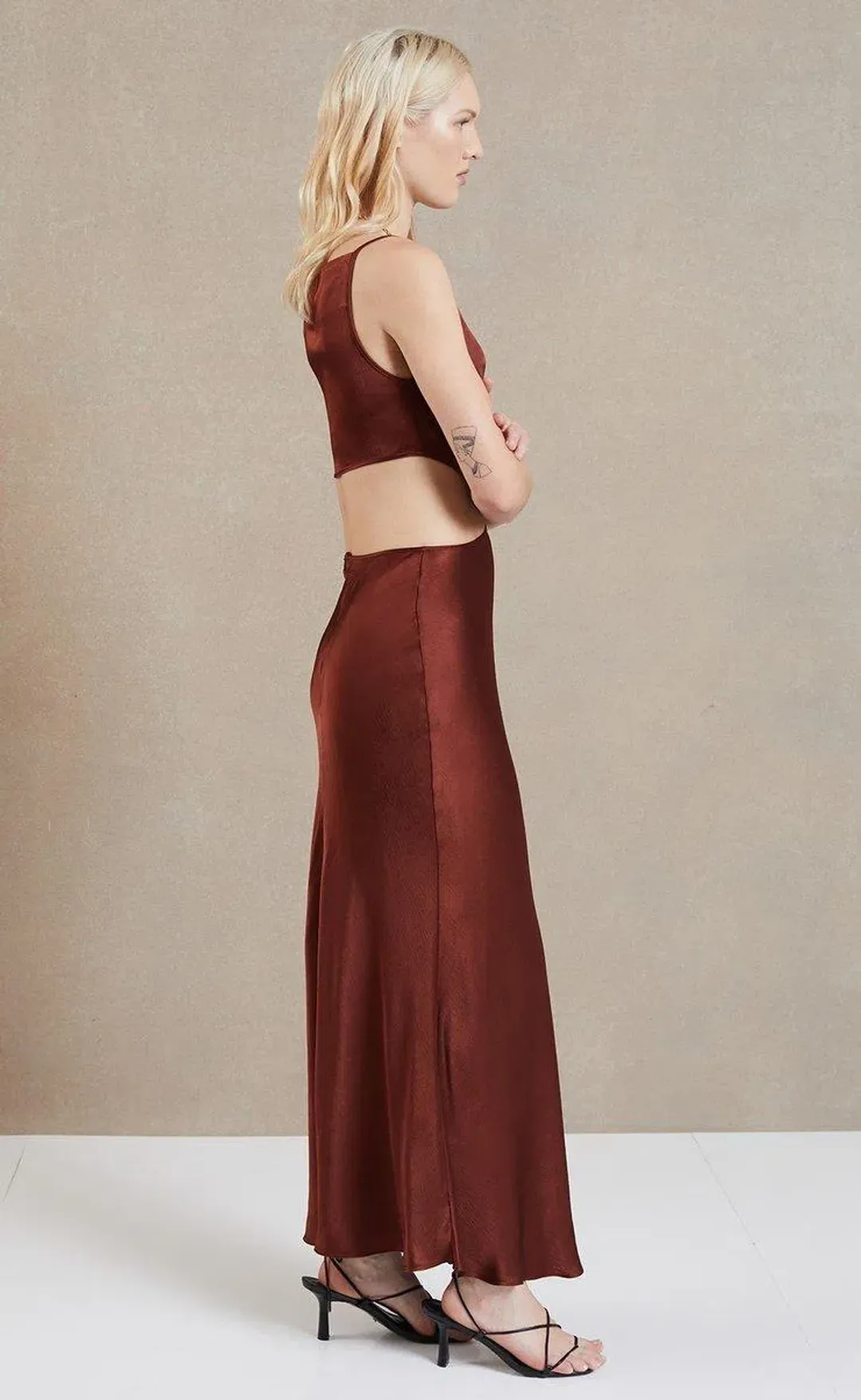 Bec & Bridge Camilla Cut Out Dress Cherry Size 8 for rent on The Volte - main image