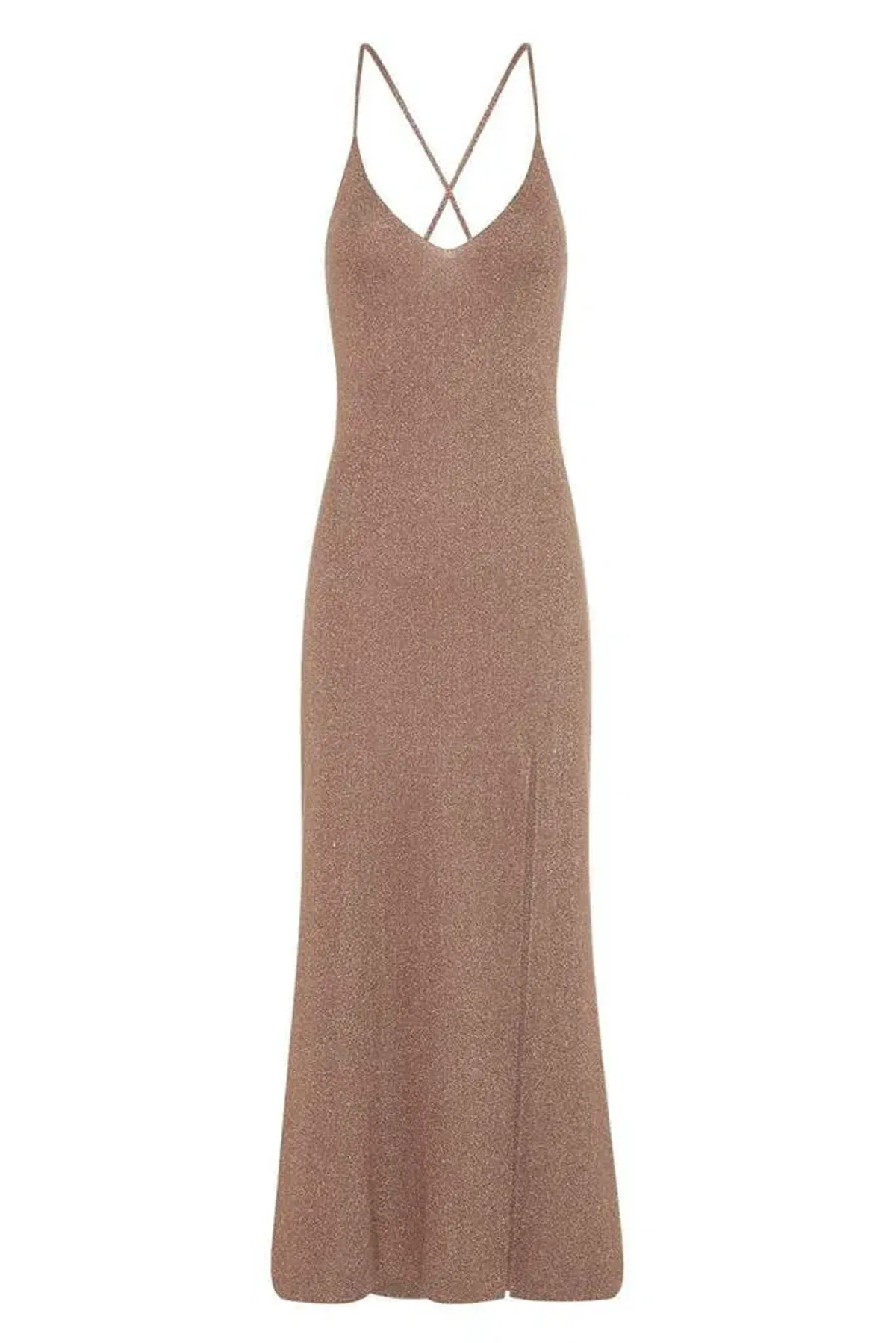 Spell Petra Metallic Knit Slip Dress Brown Size 12 - Image 4