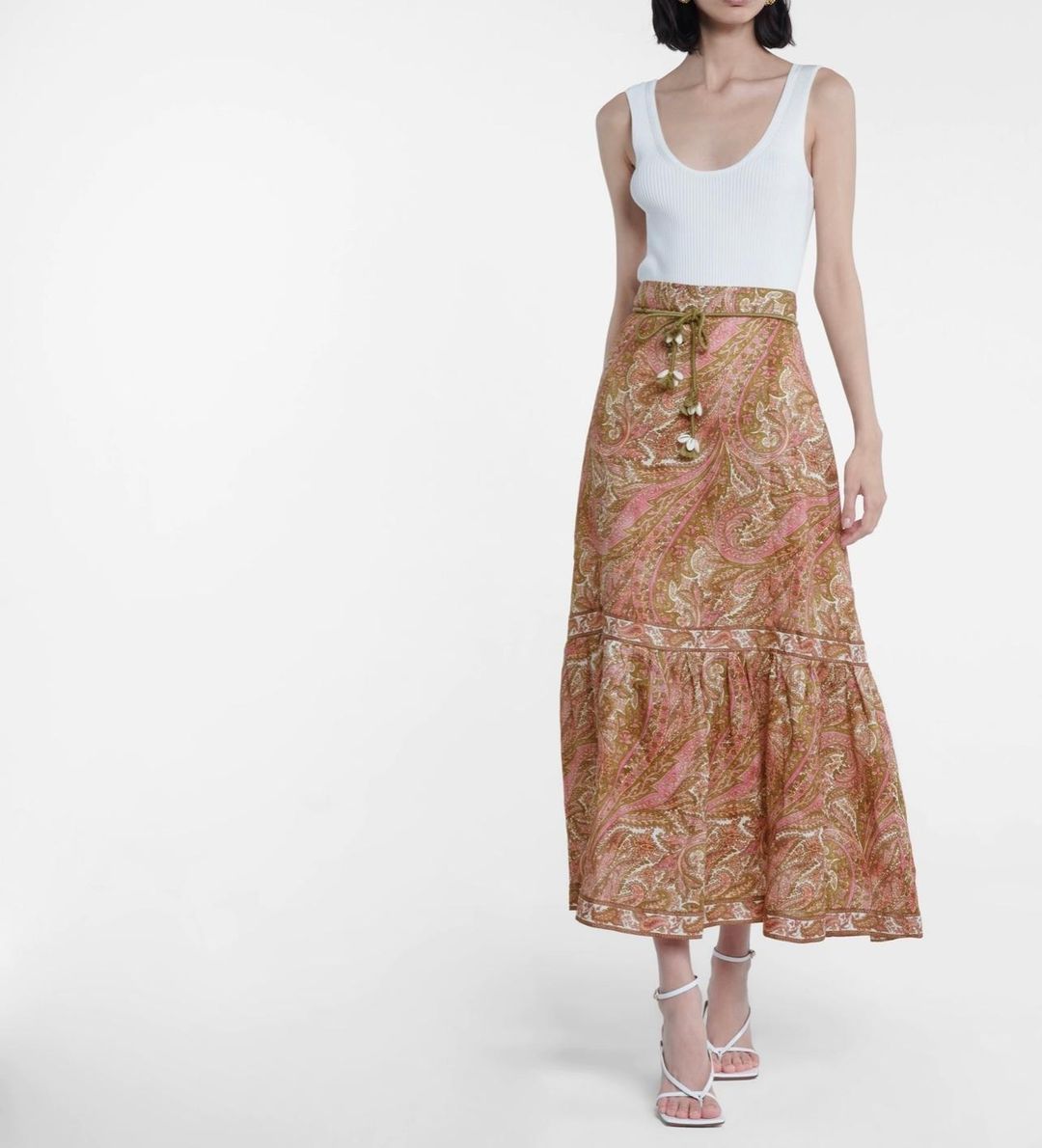 Zimmermann Brighton Linen Midi Skirt Print Size 8 for rent on The Volte - main image