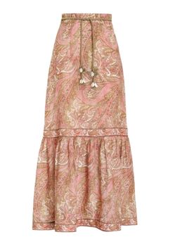Zimmermann Brighton Linen Midi Skirt Print Size 8 for rent on The Volte - image 4