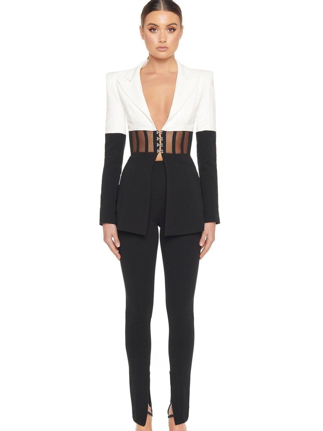 Eliya The Label Kira Blazer Black White Size 12 for rent on The Volte - main image