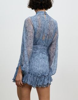 Shona Joy Harmony High Neck Ruched Mini Dress Blue Size 8 for rent on The Volte - image 4