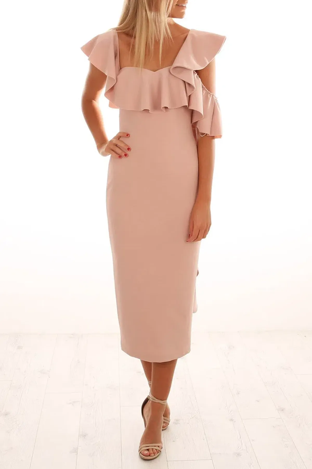 Pasduchas Romy Midi Dress Jasper Blush Size 8 for rent on The Volte - main image