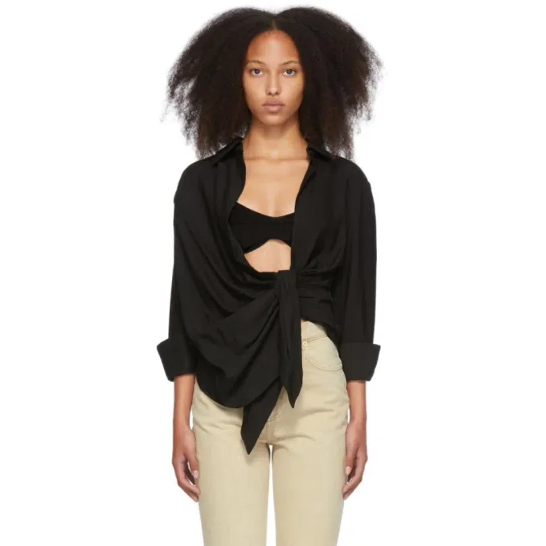Jacquemus La Chemise Pavia Shirt Black Size 8 for rent on The Volte - main image
