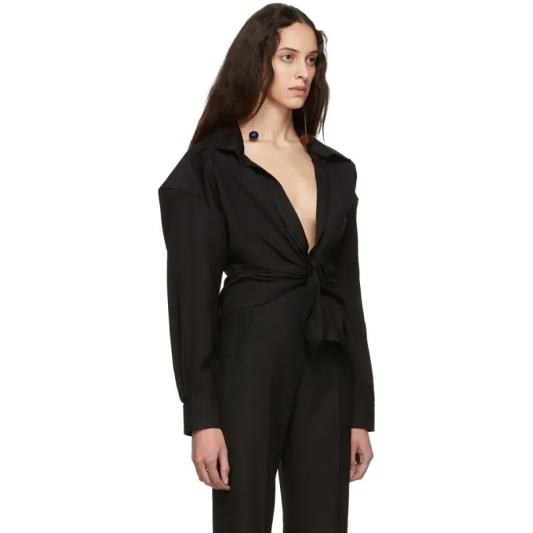 Jacquemus La Chemise Pavia Shirt Black Size 8 for rent on The Volte - main image